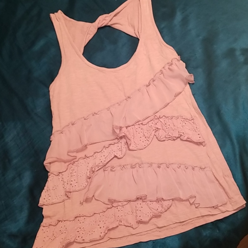 Pink ruffle tank top